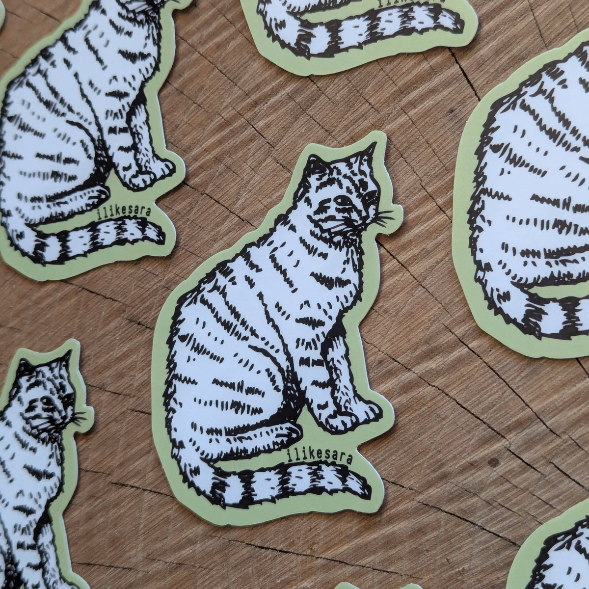 Sticker | sitting white cat - waterproof uv-resistant vinyl kitty decal