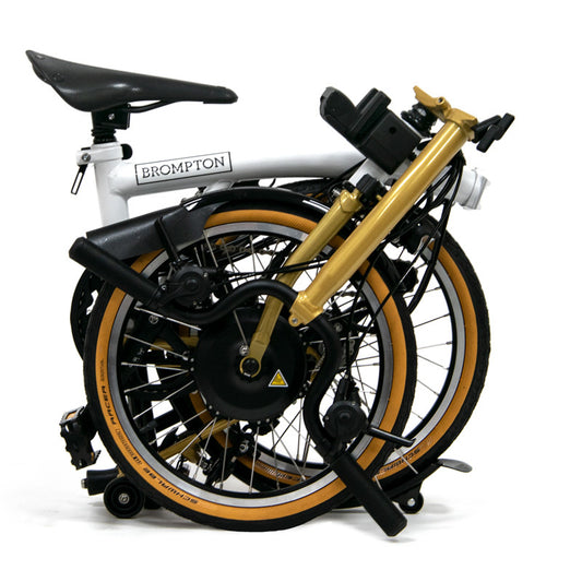 Brompton 22 Edition Folding Electric Bike M6L White and Gold