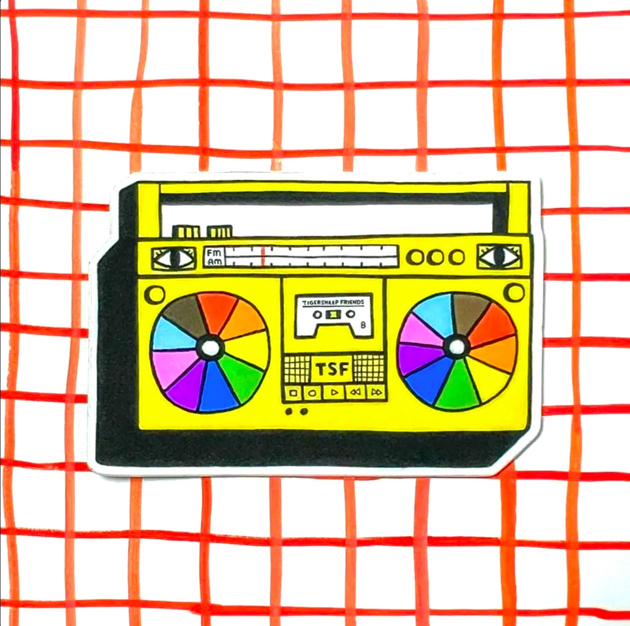 Tigersheep Friends - Vinyl Sticker: Boombox 80's Rainbow Pride