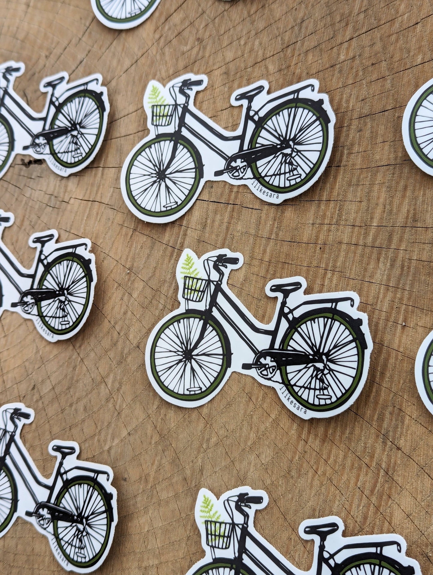 ilikesara | art + goods - Sticker | bike with fern - waterproof uv-resistant vinyl bicycle decal