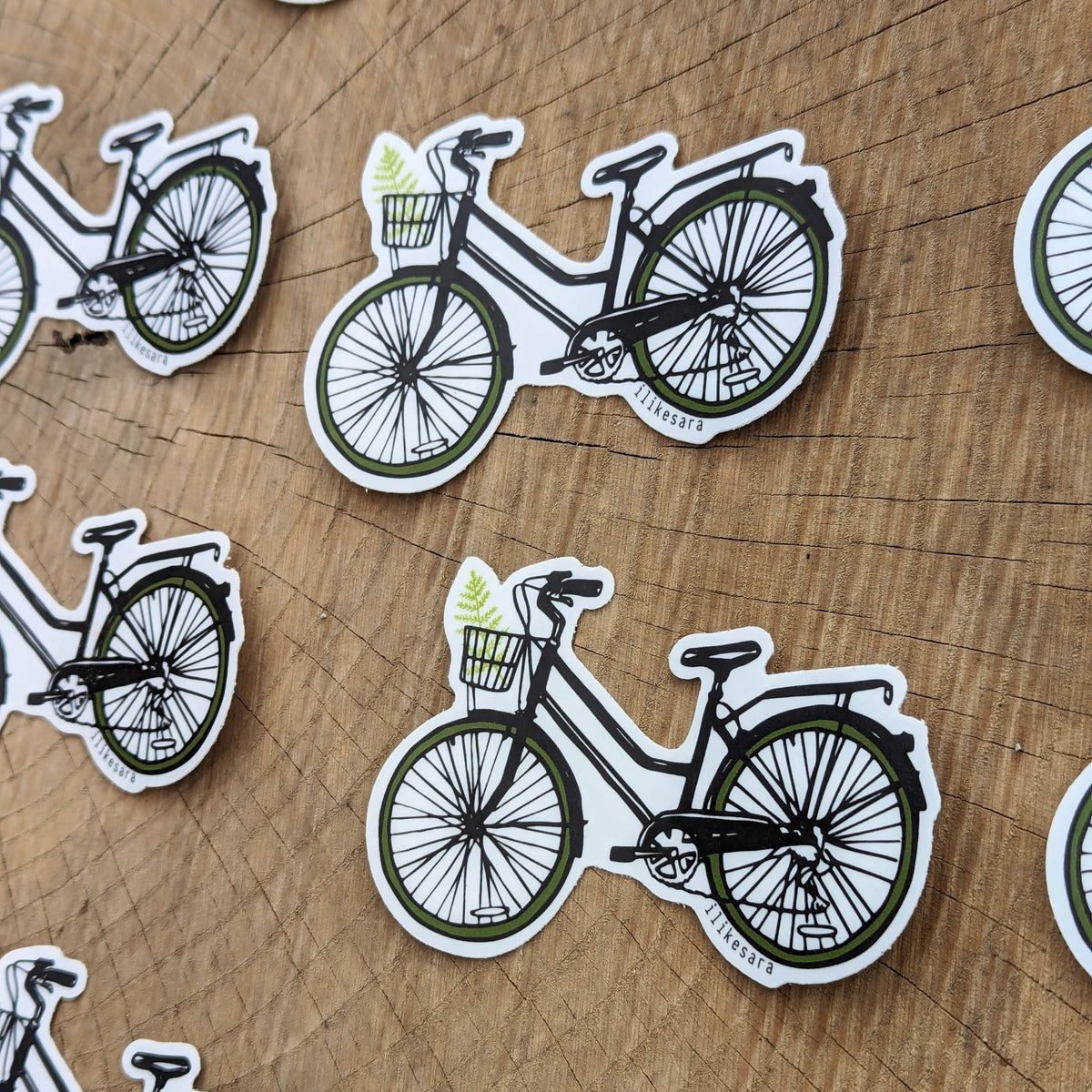 bike with fern - waterproof uv-resistant vinyl bicycle decal