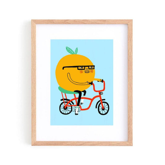 Tigersheep Friends - Framed Art Print - Reggie "Orange on a Bike" Rind By Colin Walsh