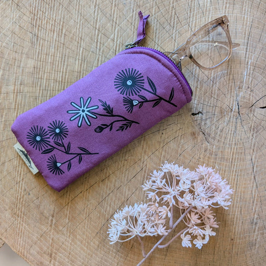 ilikesara | art + goods - Glasses case | bloom - purple flower cushioned zipper pouch