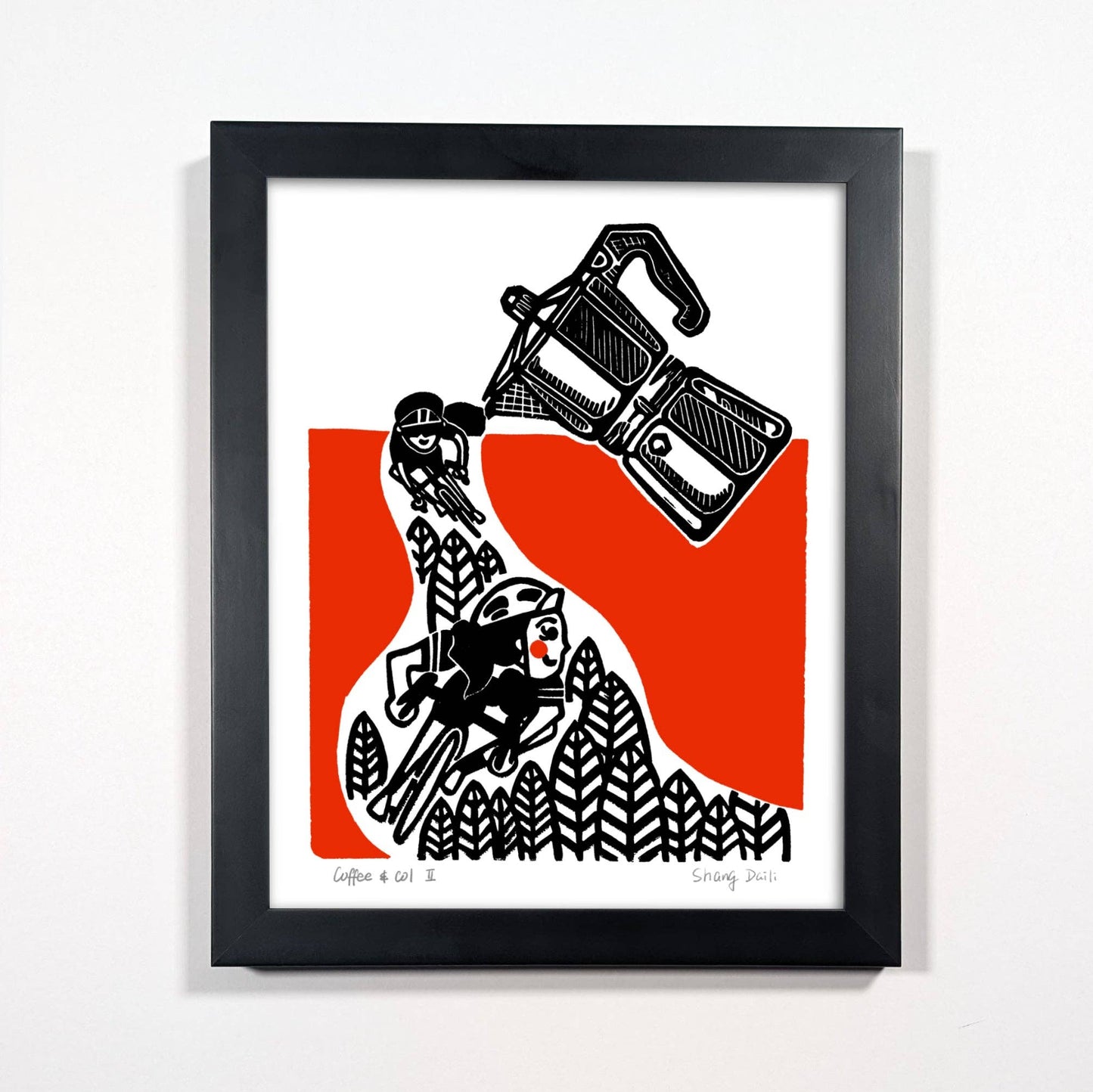 ShangDaili - Cycling Art Print - Coffee and Col II