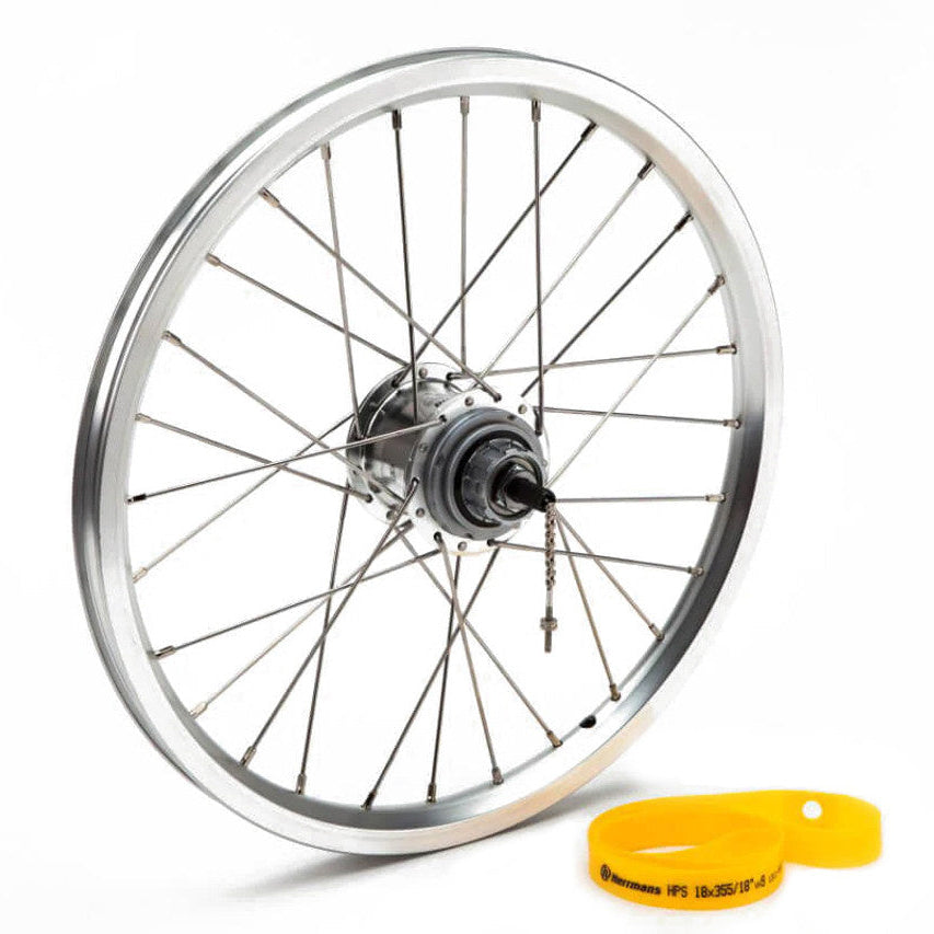 Brompton Rear wheel 3 speed BWR for 6 speed option includes fittings Silver - QRW3SS-BWR