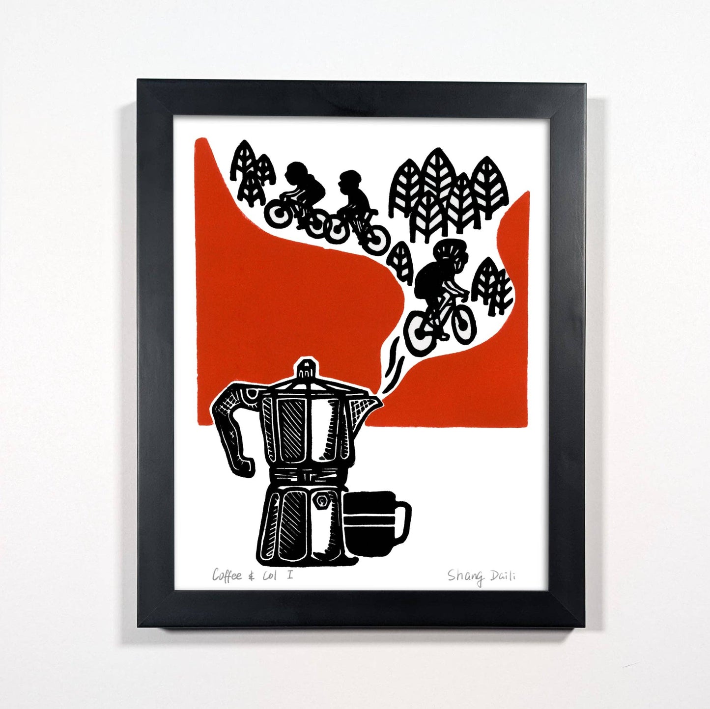 ShangDaili - Cycling Art Print - Coffee and Col I