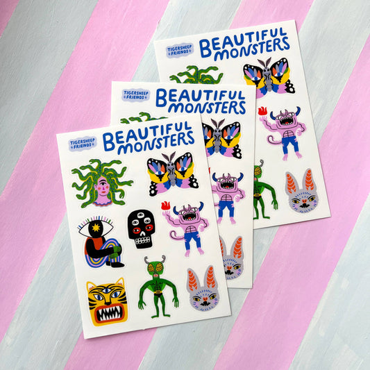 Tigersheep Friends - Vinyl Sticker Sheet: Beautiful Monsters