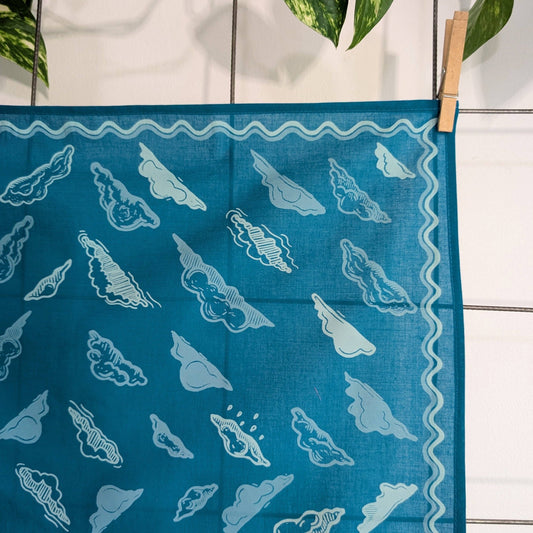 ilikesara | art + goods - Bandana | clouds - blockprint blue patterned scarf neckerchief