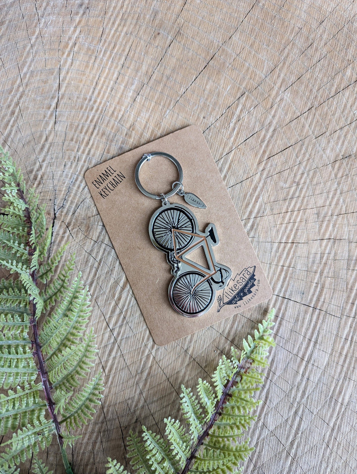 ilikesara | art + goods - Metal enamel keychain / purse charm | road bike