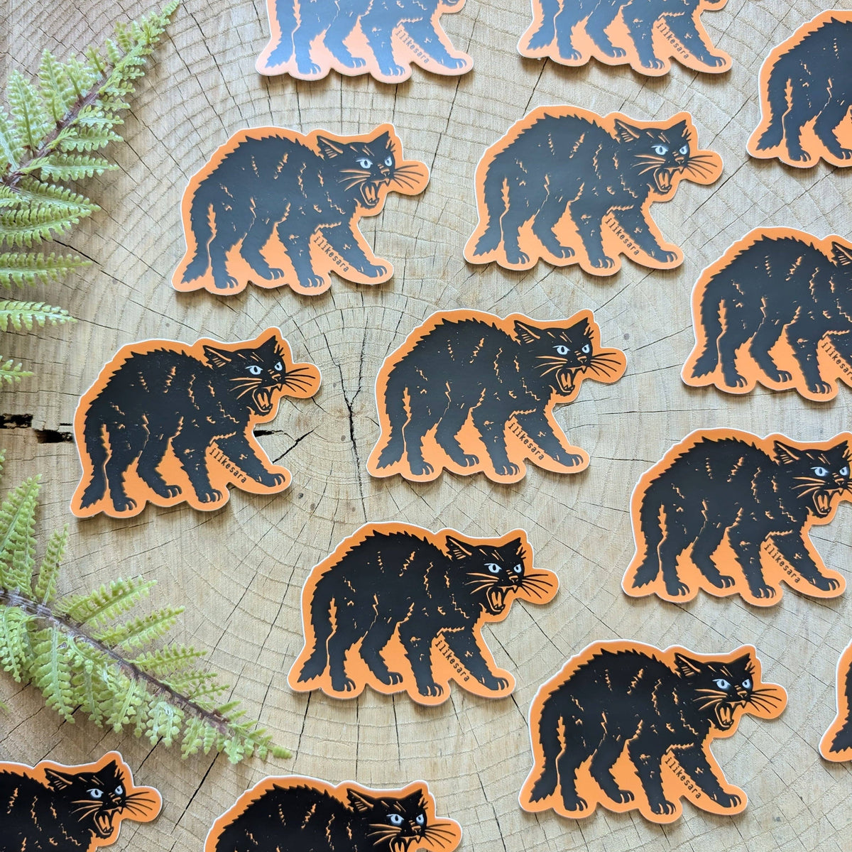 Sticker | hissing black cat - waterproof uv-resistant vinyl Halloween kitty decal