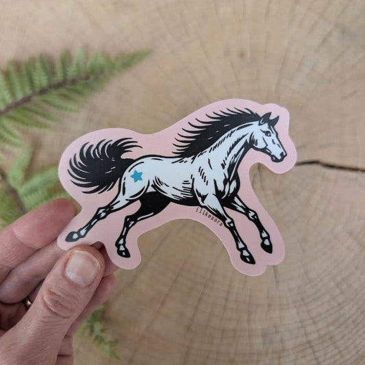 ilikesara | art + goods - Sticker | pink star horse - waterproof uv-resistant vinyl Western pony decal