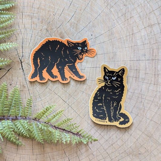 Sticker | hissing black cat - waterproof uv-resistant vinyl Halloween kitty decal
