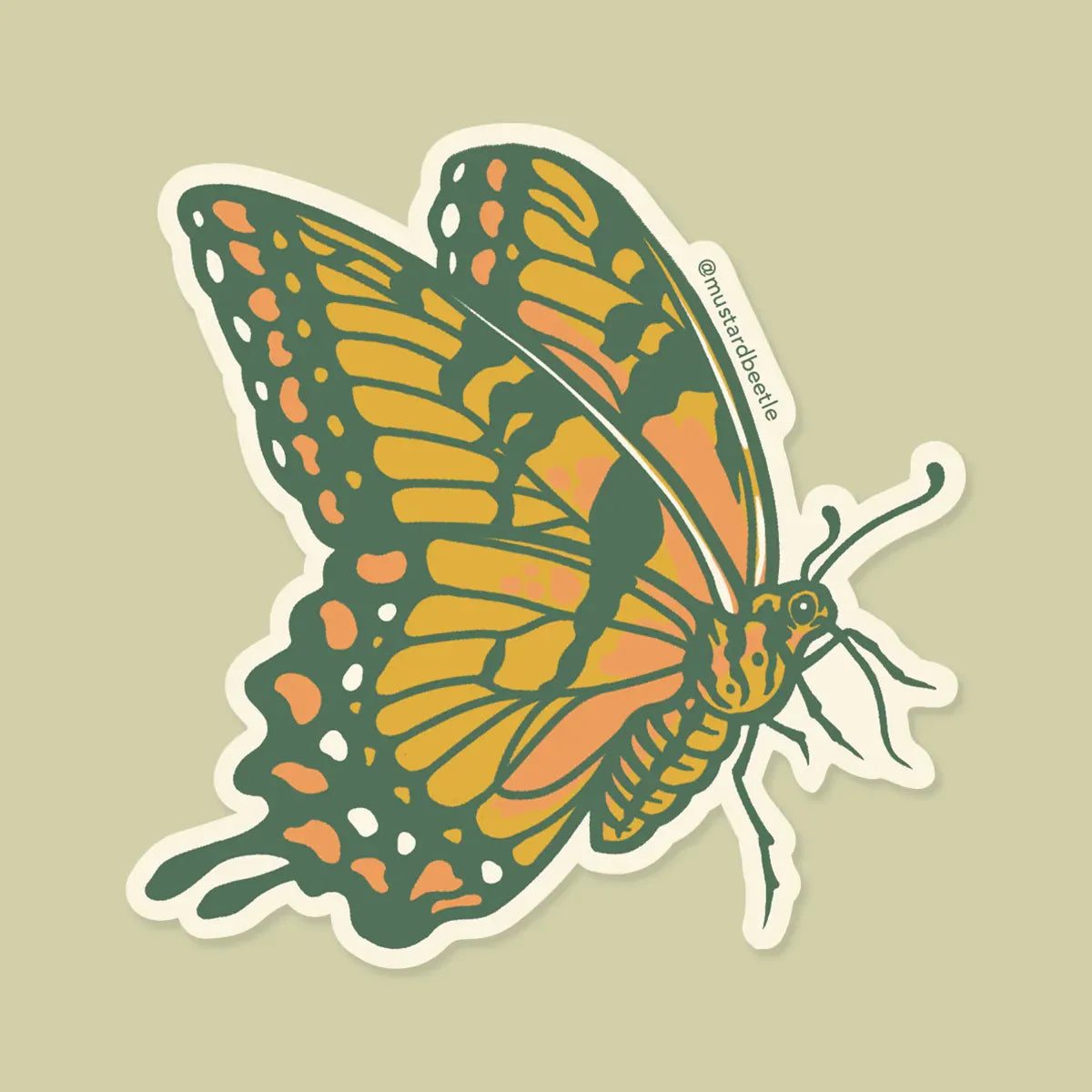 Mustard Beetle Vinyl Stickers 3"