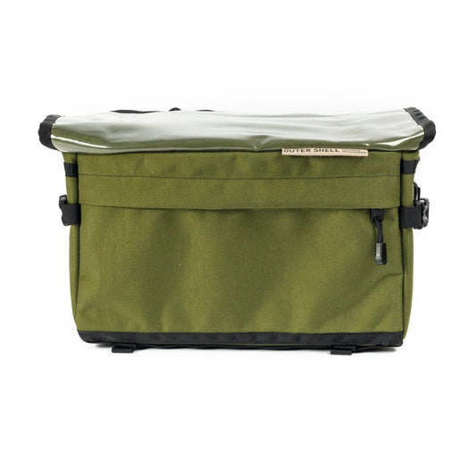 Green bicycle cargo box on a white background