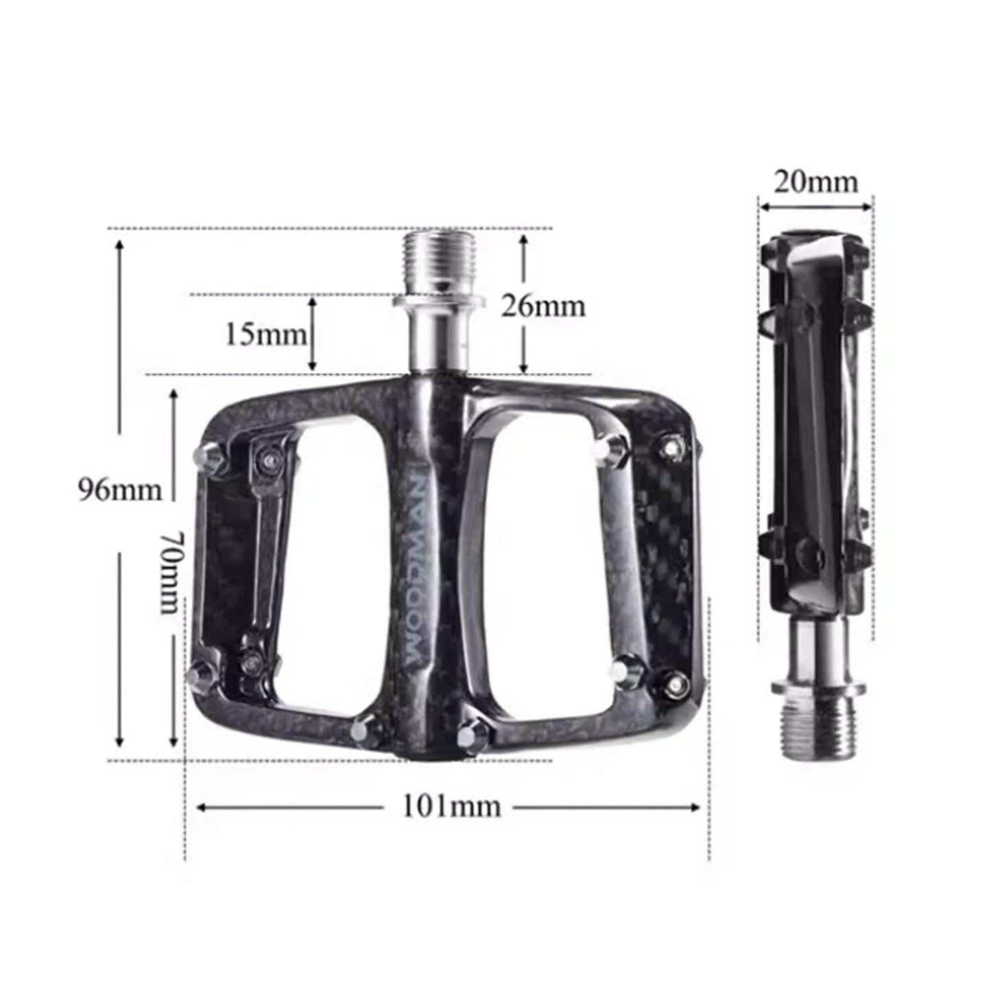 Woodman Ultralight Carbon Pedals for Brompton - Titanium