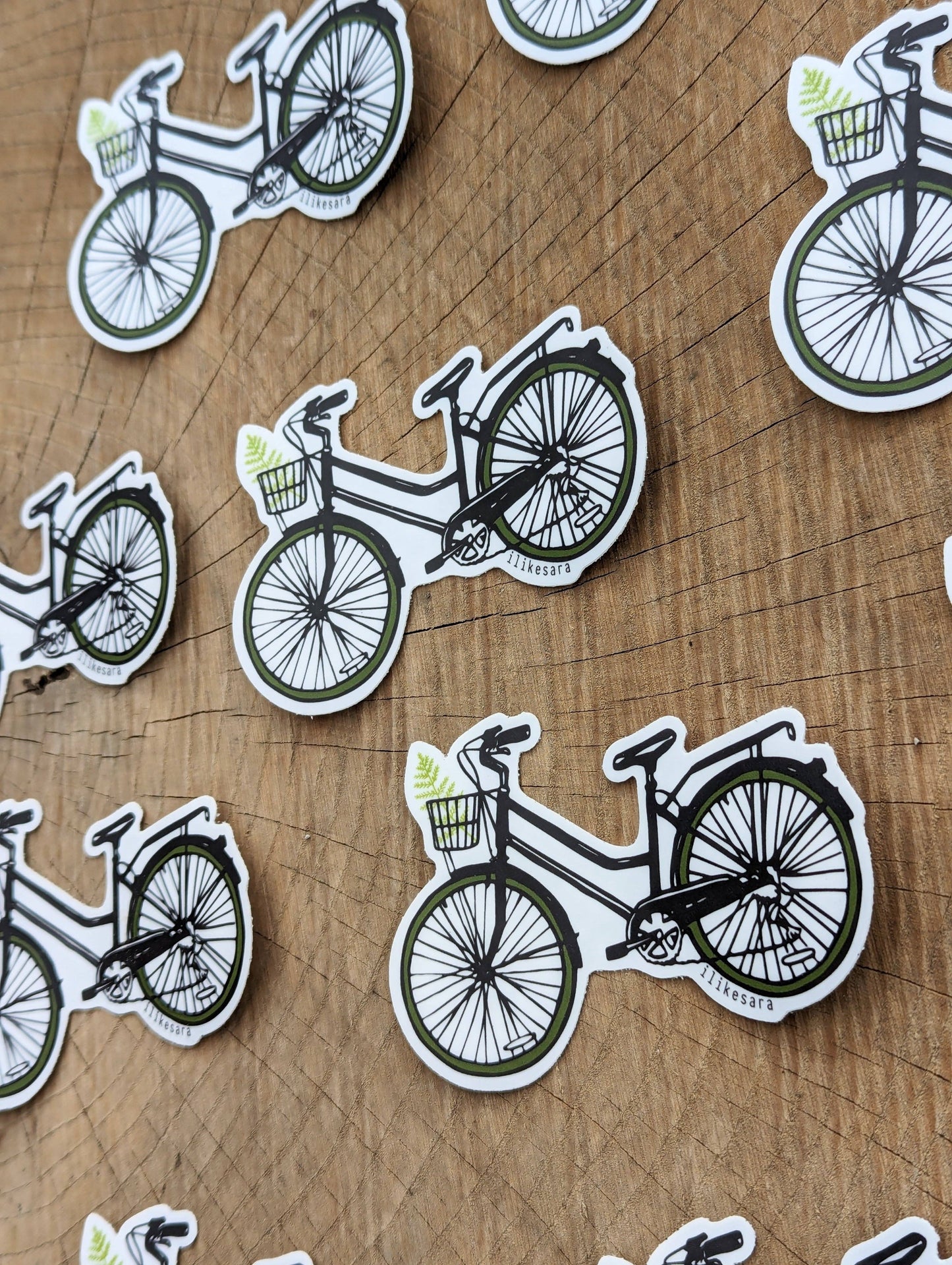ilikesara | art + goods - Sticker | bike with fern - waterproof uv-resistant vinyl bicycle decal