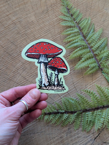 ilikesara | art + goods - Sticker | fly agaric mushroom - waterproof uv-resistant vinyl nature decal