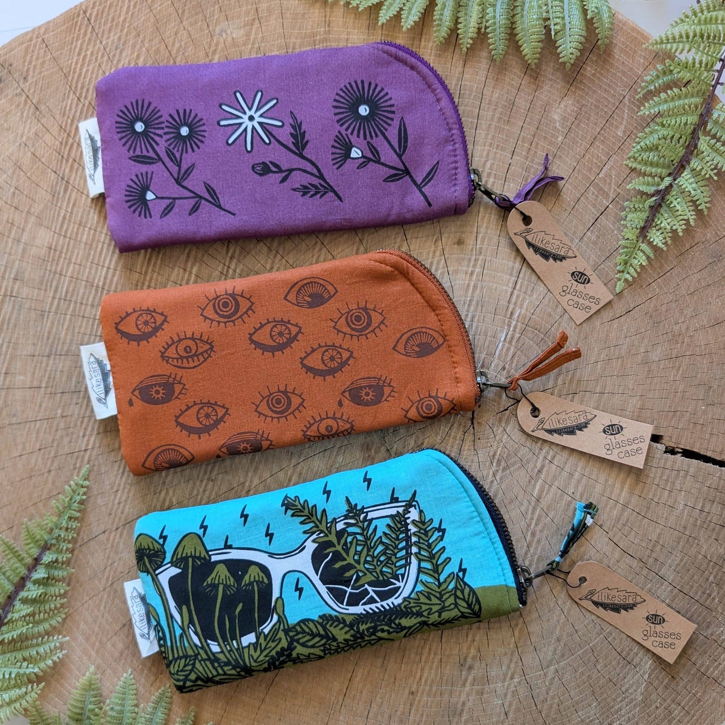 ilikesara | art + goods - Glasses case | bloom - purple flower cushioned zipper pouch