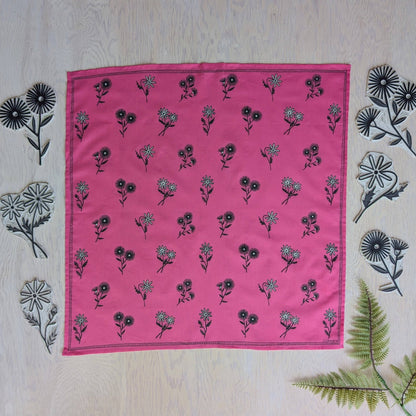 ilikesara | art + goods - Bandana | bloom - hot pink floral pattern flower blockprint scarf neckerchief