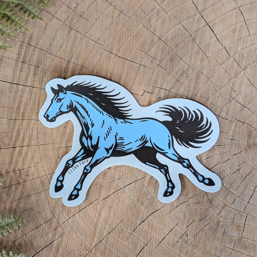 ilikesara | art + goods - Sticker | blucifer horse - waterproof uv-resistant vinyl blue mustang decal