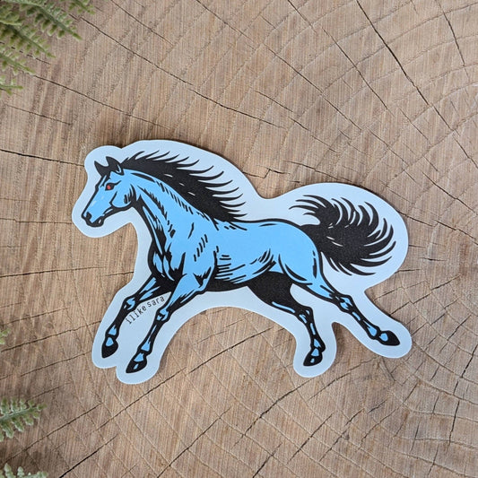 ilikesara | art + goods - Sticker | blucifer horse - waterproof uv-resistant vinyl blue mustang decal