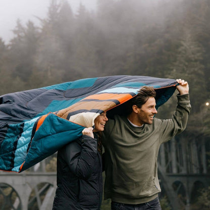 Rumpl - Original Puffy Blanket - Midnight Retro Stripes
