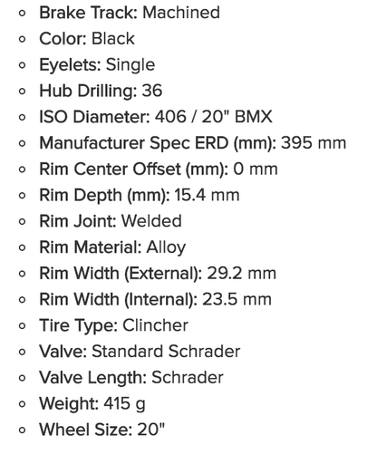 Sun Rhynolite XL 20" Welded Rim, 36h - Black