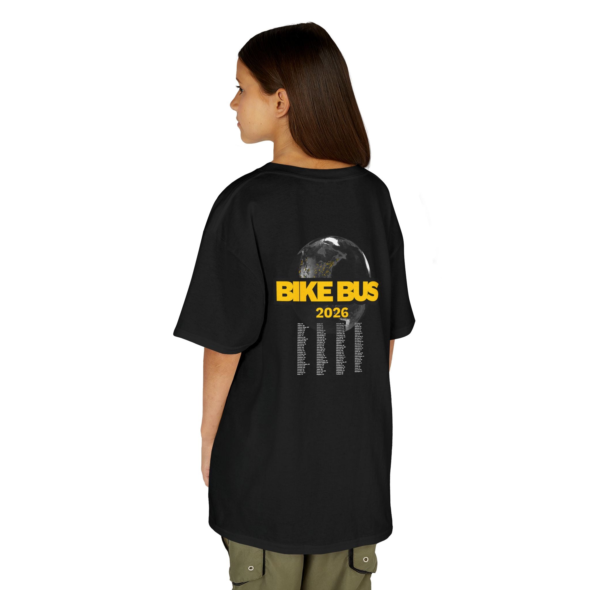 Kids Tee — 'BIKE BUS' 2026 Tour Style T‑Shirt – Clever Cycles