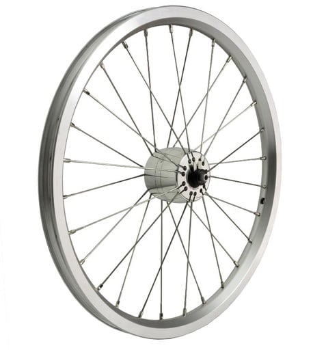 Brompton DYNO wheel, SON XS hub, silver rim, Sapim spokes