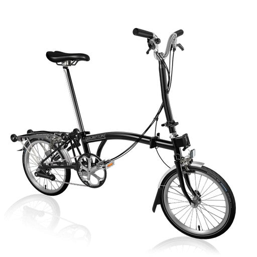 Brompton H6R folding bike, Black, wide saddle