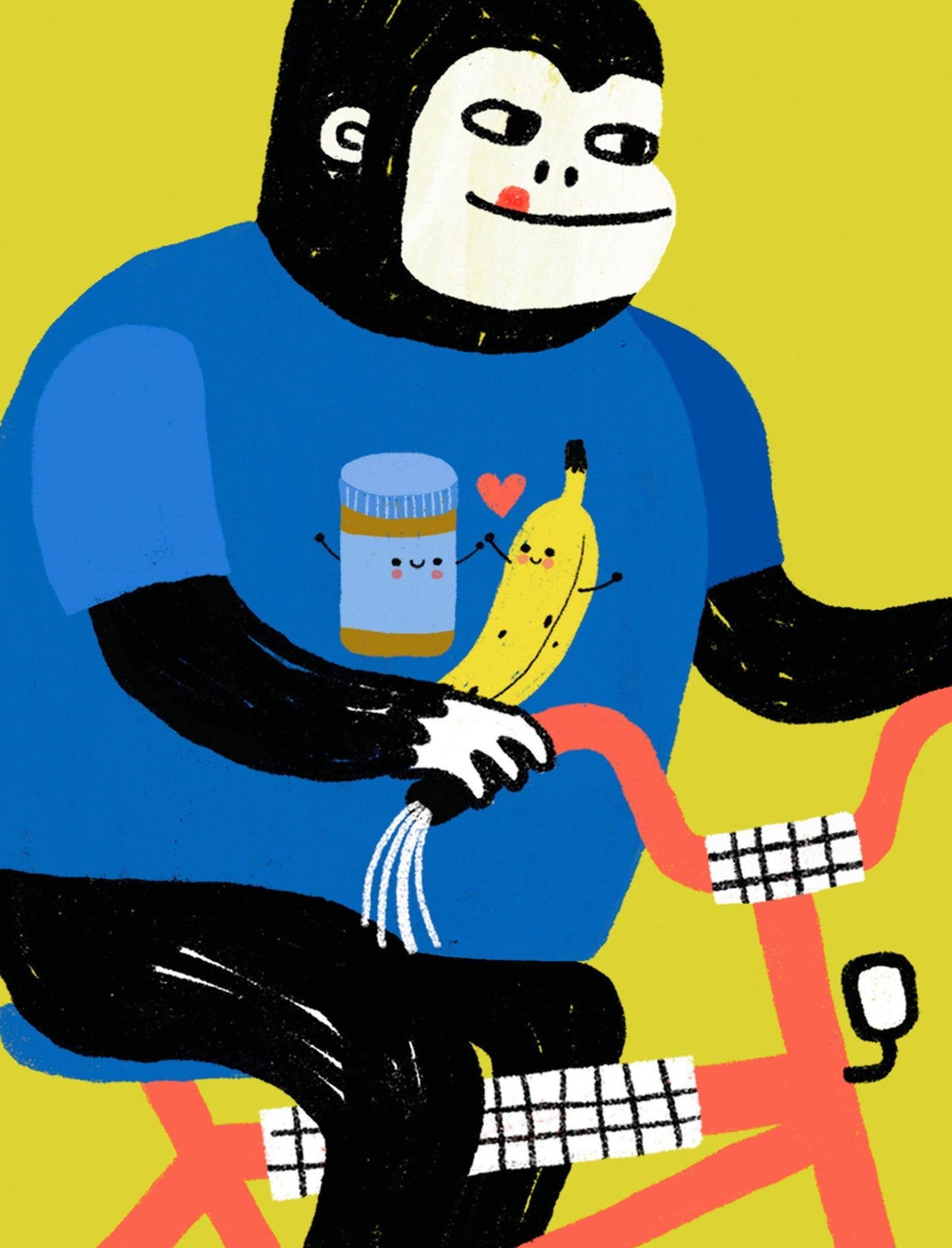 Tigersheep Friends - Art Print - Ape on Bike, Go Bananas by Colin Walsh