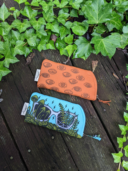 ilikesara | art + goods - Glasses case | eye glasses - orange & brown eyeball cushioned zipper bag