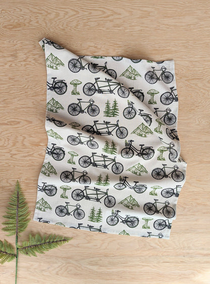 ilikesara | art + goods - Tea towel | bicycle adventure - bike & nature cotton flour sack dish cloth