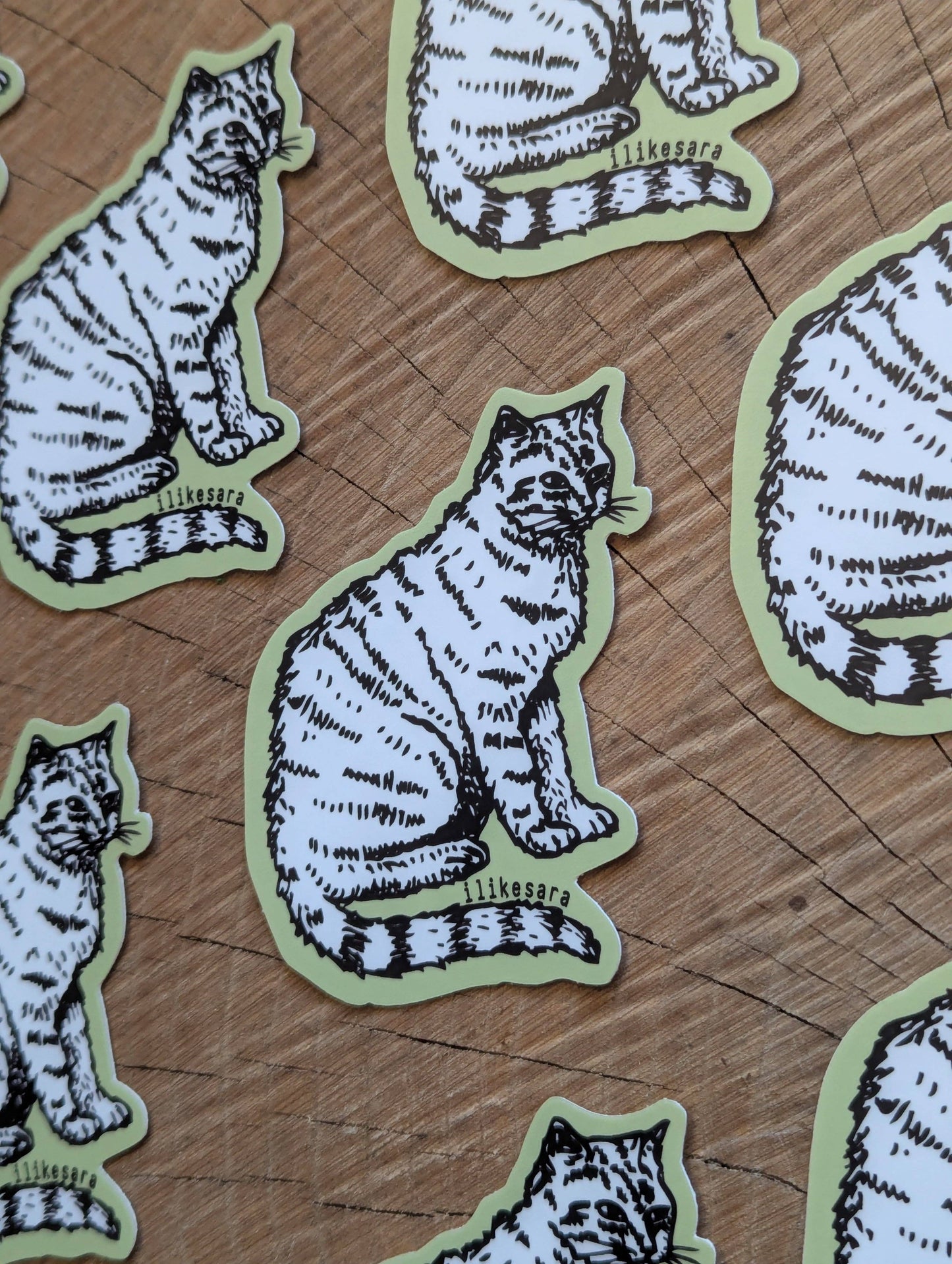 ilikesara | art + goods - Sticker | sitting white cat - waterproof uv-resistant vinyl kitty decal