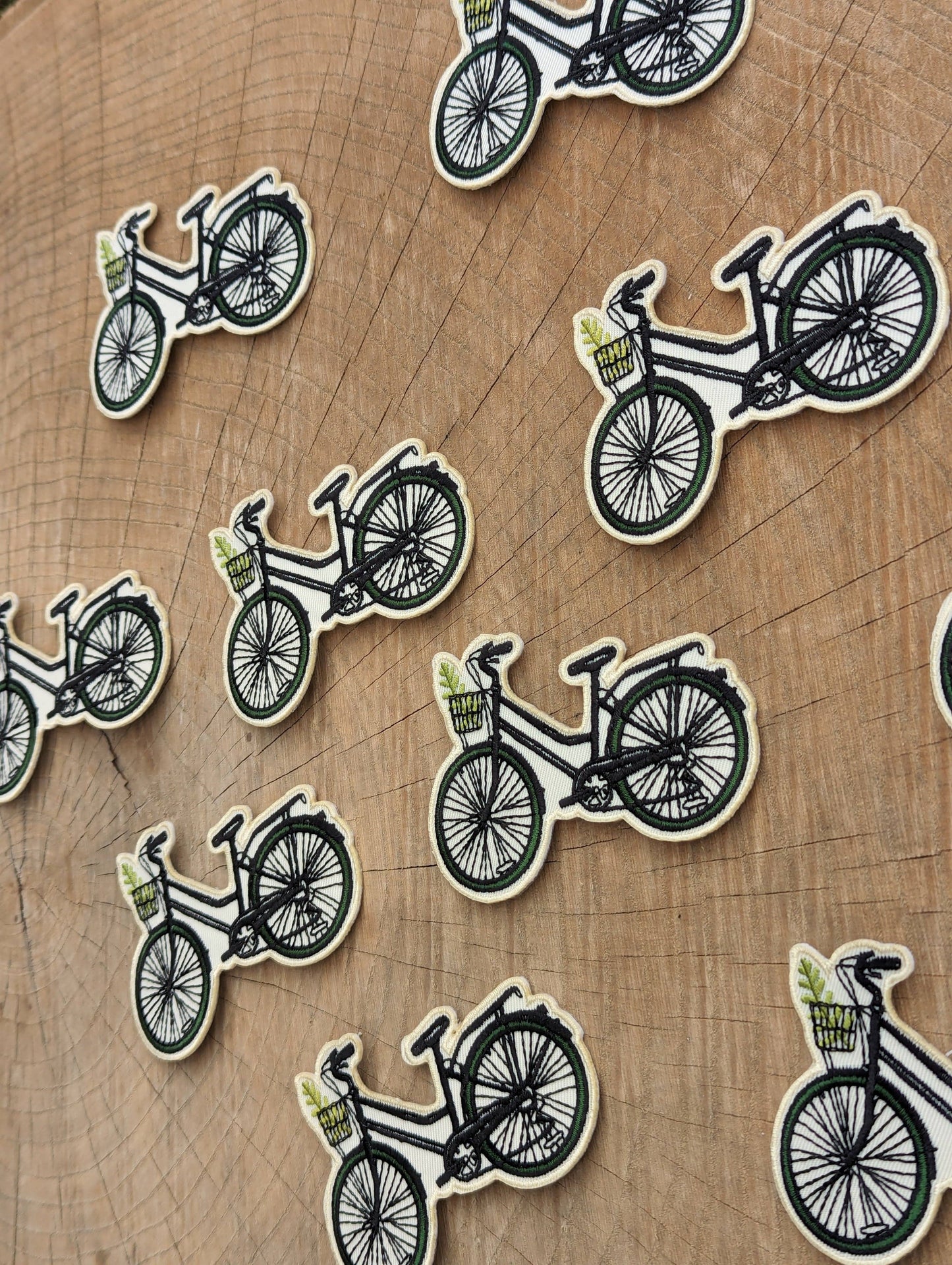 ilikesara | art + goods - Iron-on patch | bike with fern - 3.5" x 2.3"