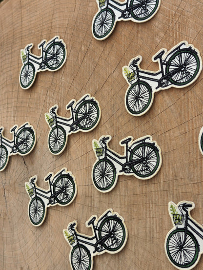 ilikesara | art + goods - Iron-on patch | bike with fern - 3.5" x 2.3"
