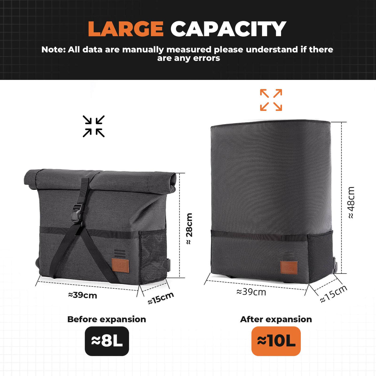 ROCKBROS - Folding Bike Handlebar Bag & Shoulder Bag - 8L