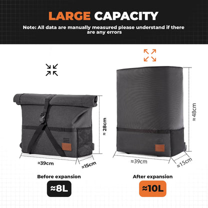 ROCKBROS - Folding Bike Handlebar Bag & Shoulder Bag - 8L