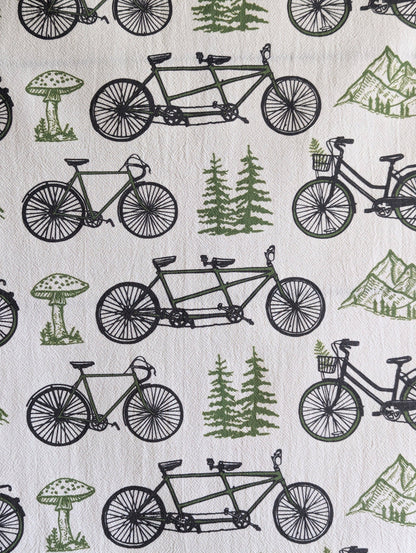 ilikesara | art + goods - Tea towel | bicycle adventure - bike & nature cotton flour sack dish cloth