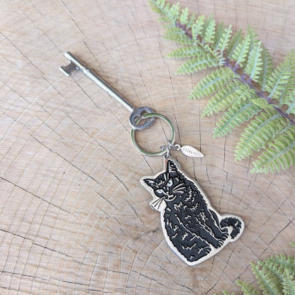 ilikesara | art + goods - Metal enamel keychain / bag charm | black cat