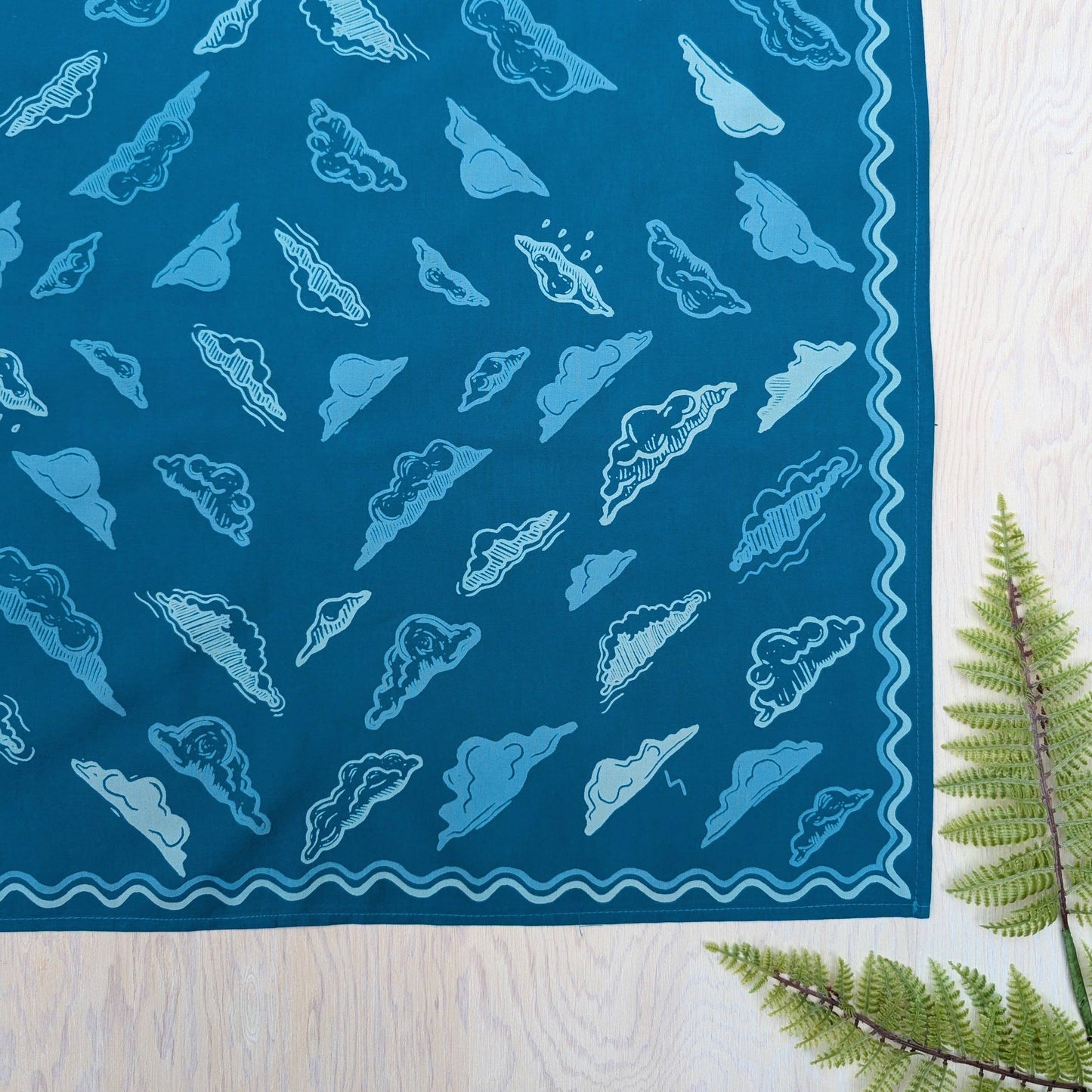 ilikesara | art + goods - Bandana | clouds - blockprint blue patterned scarf neckerchief