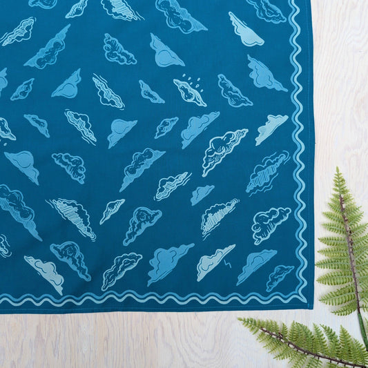 ilikesara | art + goods - Bandana | clouds - blockprint blue patterned scarf neckerchief