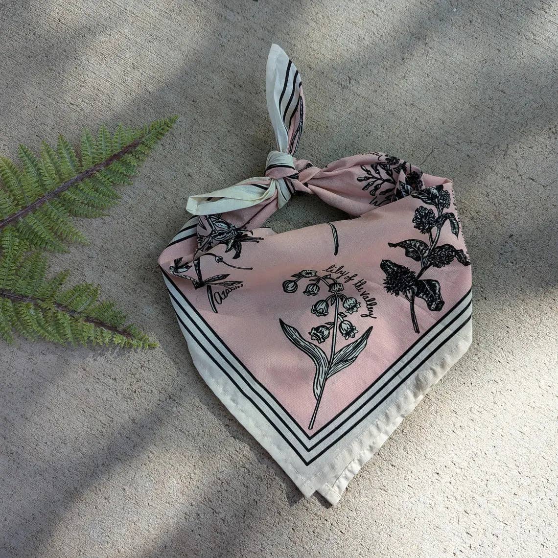 ilikesara | art + goods - Bandana | fatal florals - pink screenprinted poison flower scarf