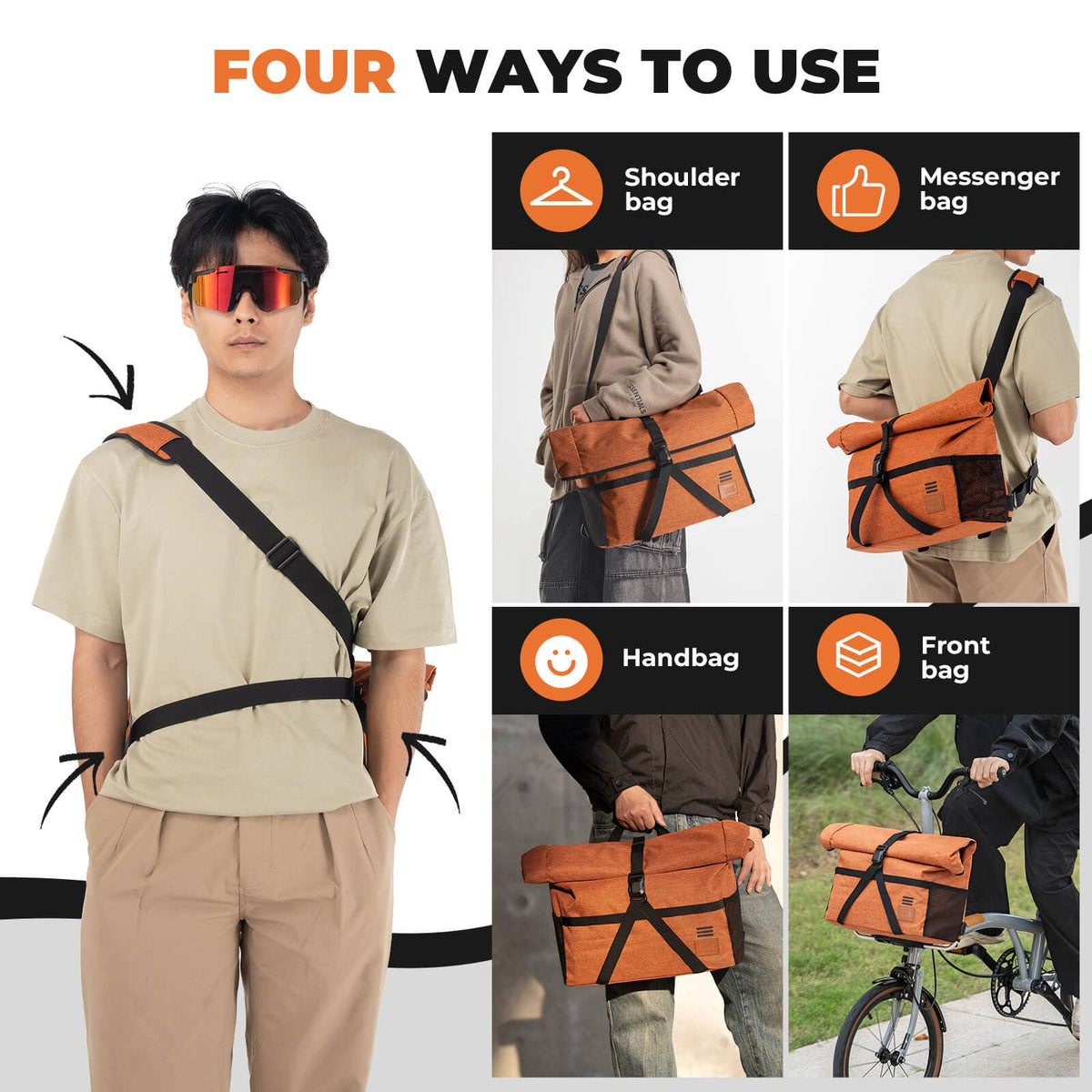 ROCKBROS - Folding Bike Handlebar Bag & Shoulder Bag - 8L