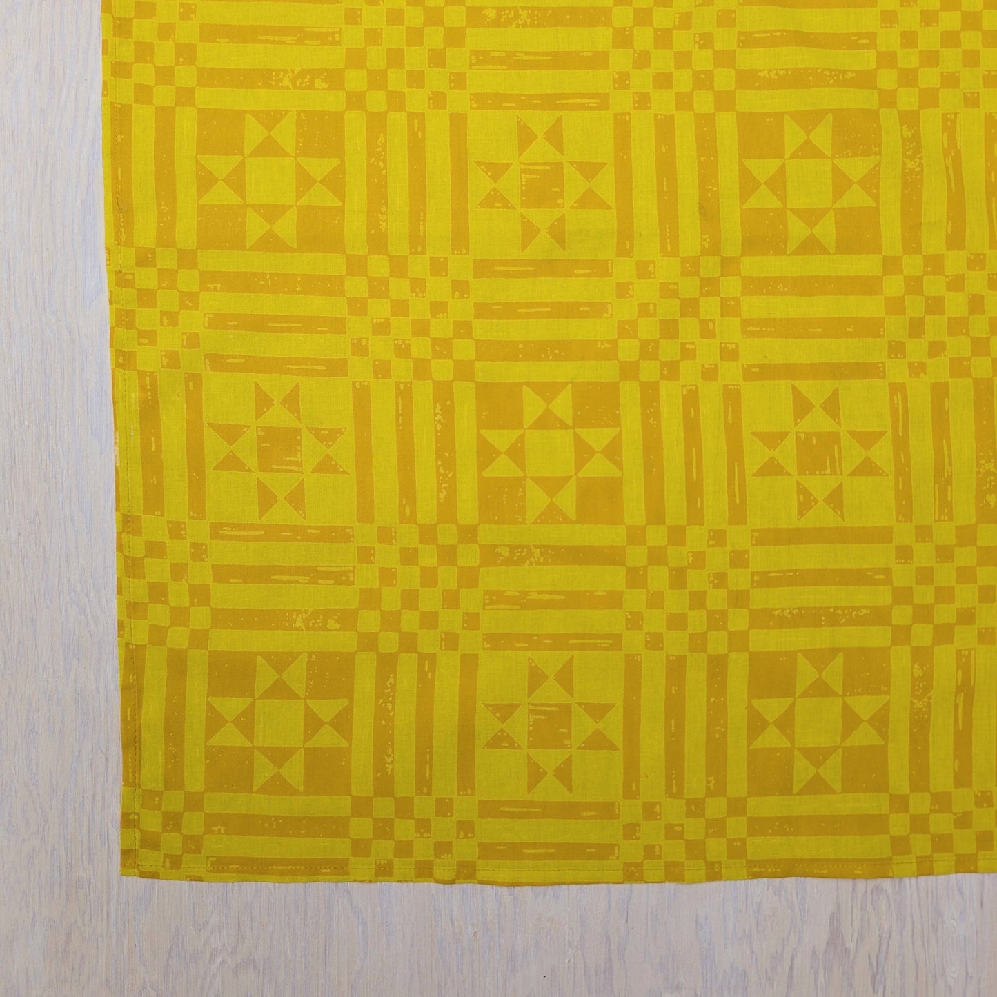 ilikesara | art + goods - Bandana | sawtooth yellow gold - geometric folk quilt pattern scarf neckerchief
