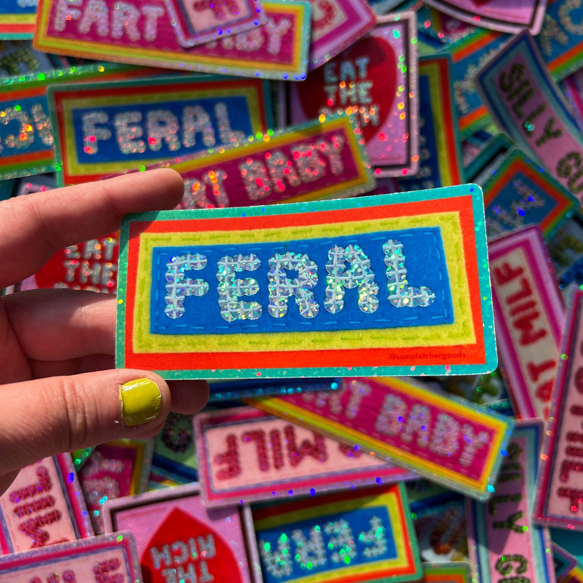 FERAL ~ Sequin Patch Inspired Waterproof Holographic Sticker