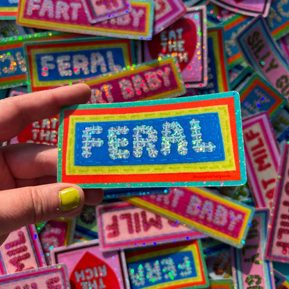 FERAL ~ Sequin Patch Inspired Waterproof Holographic Sticker
