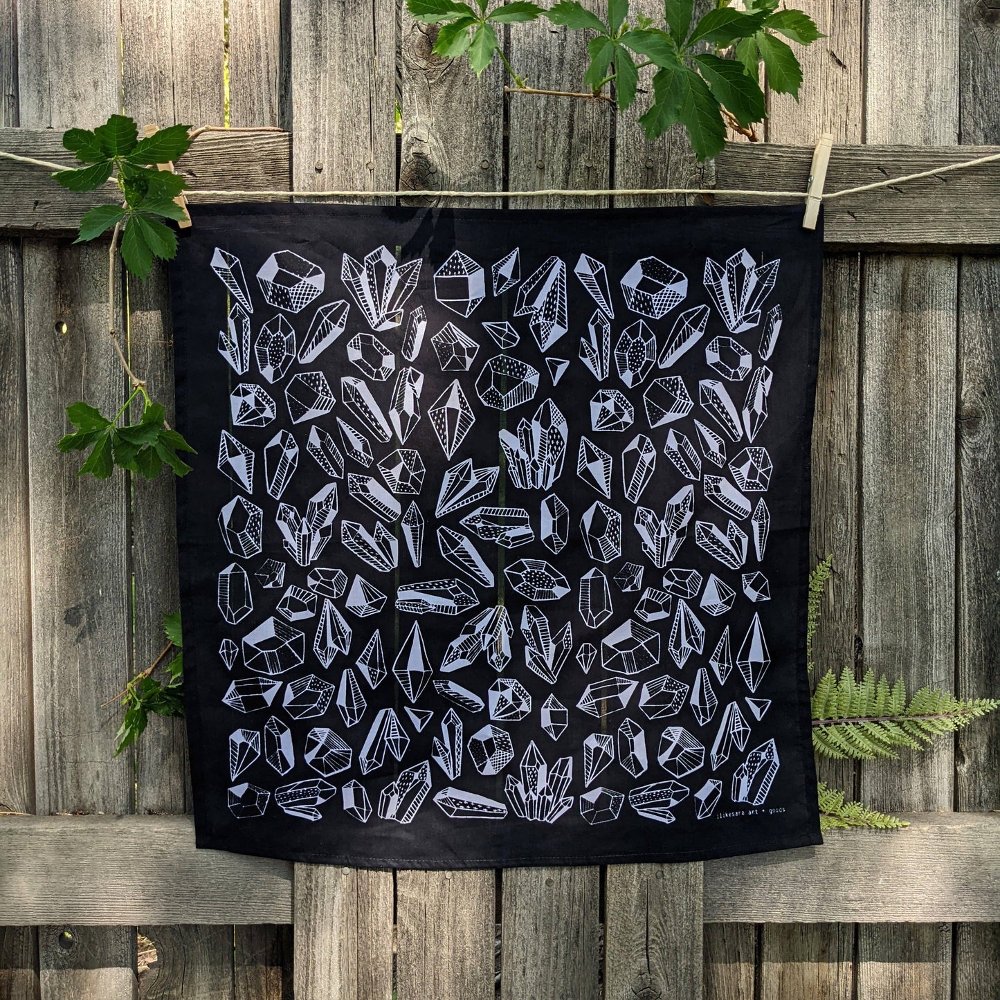 ilikesara | art + goods - Bandana | gem - black & white crystal patterned scarf neckerchief