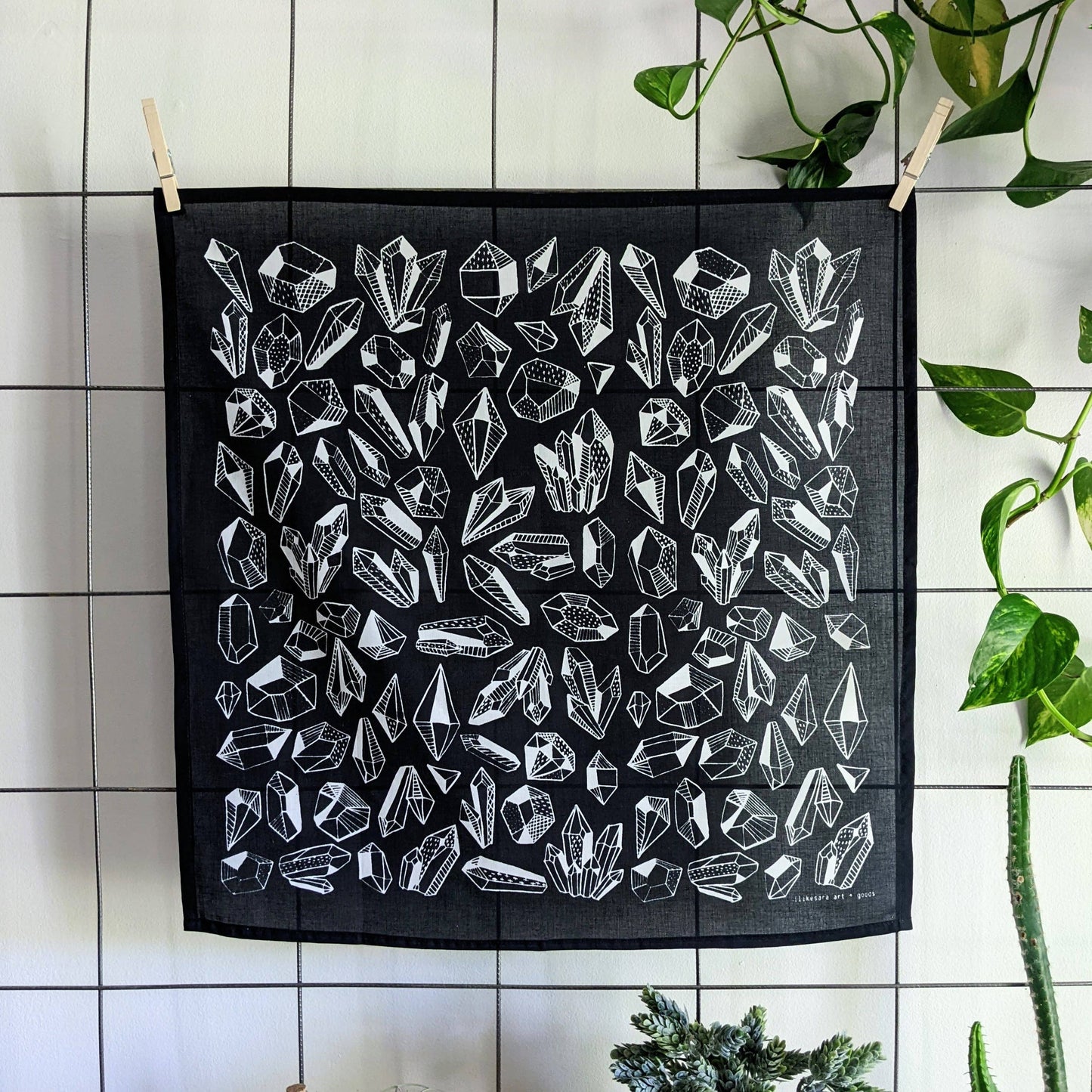 ilikesara | art + goods - Bandana | gem - black & white crystal patterned scarf neckerchief