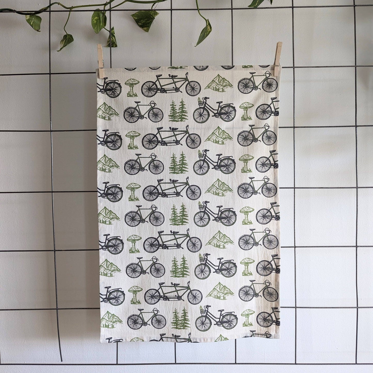 ilikesara | art + goods - Tea towel | bicycle adventure - bike & nature cotton flour sack dish cloth